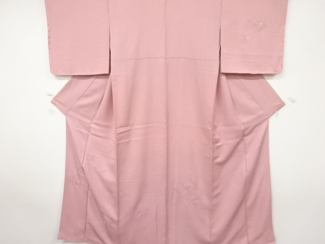 汕頭蘇州刺繍青海波に花模様一ツ紋付け下げ色無地着物